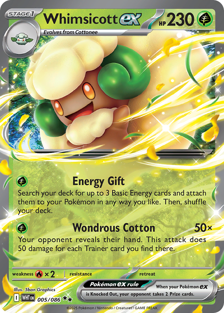 Losse Pokemonkaart 005/086 - Whimsicott ex - White Flare - [Double Rare]