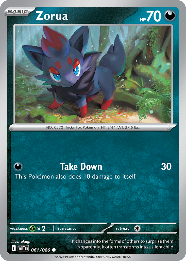 Losse Pokemonkaart 061/086 - Zorua - White Flare - [Common] - Reverse Holo