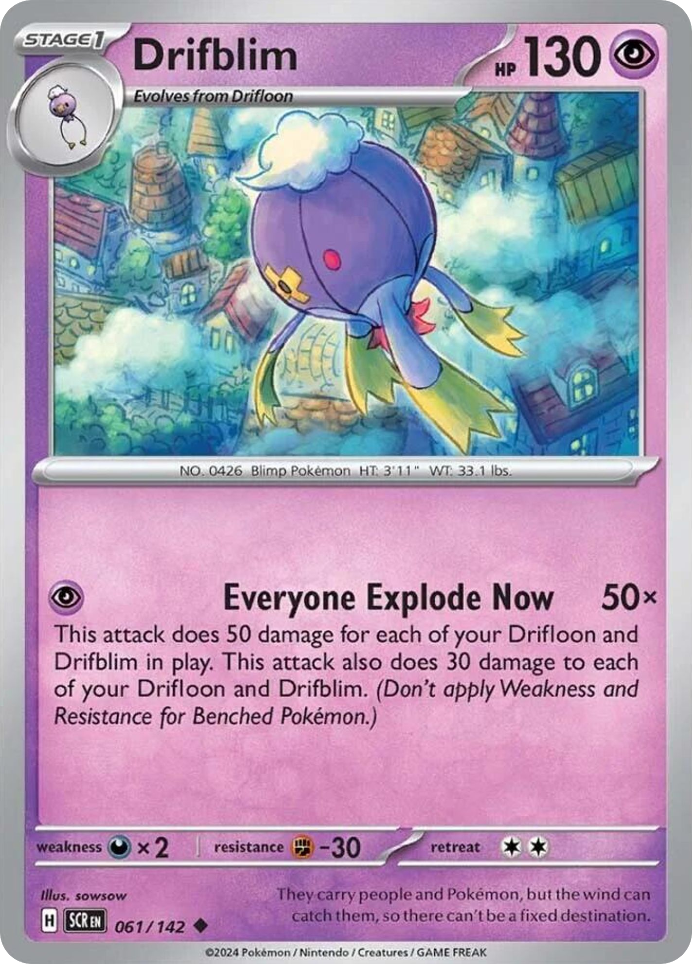 Losse Pokemonkaart 061/142 - Drifblim - Stellar Crown - [Uncommon] - Reverse Holo