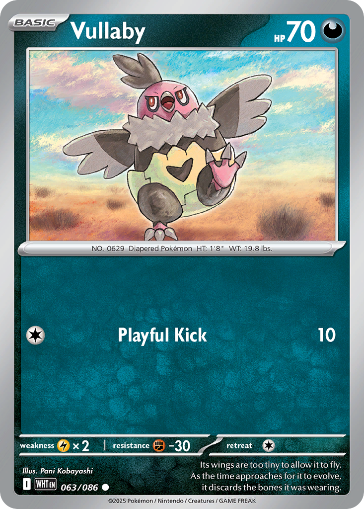 Losse Pokemonkaart 063/086 - Vullaby - White Flare - [Common] - Reverse Holo