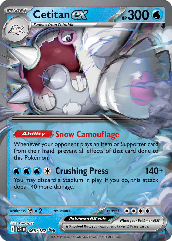 Losse Pokemonkaart 065/182 - Cetitan ex - Destined Rivals - [Double Rare]