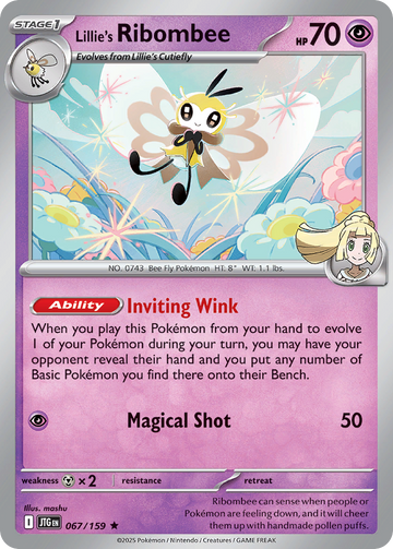 067/159 - Lillie's Ribombee - [Rare] - Reverse Holo