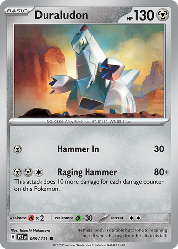Losse Pokemonkaart 069/131 - Duraludon - Prismatic Evolutions - [Common]