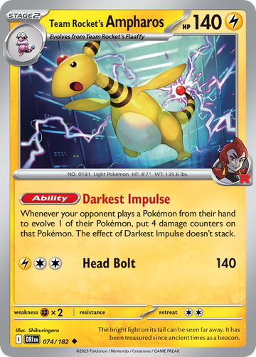 074/182 - Team Rocket's Ampharos - [Uncommon] - Reverse Holo