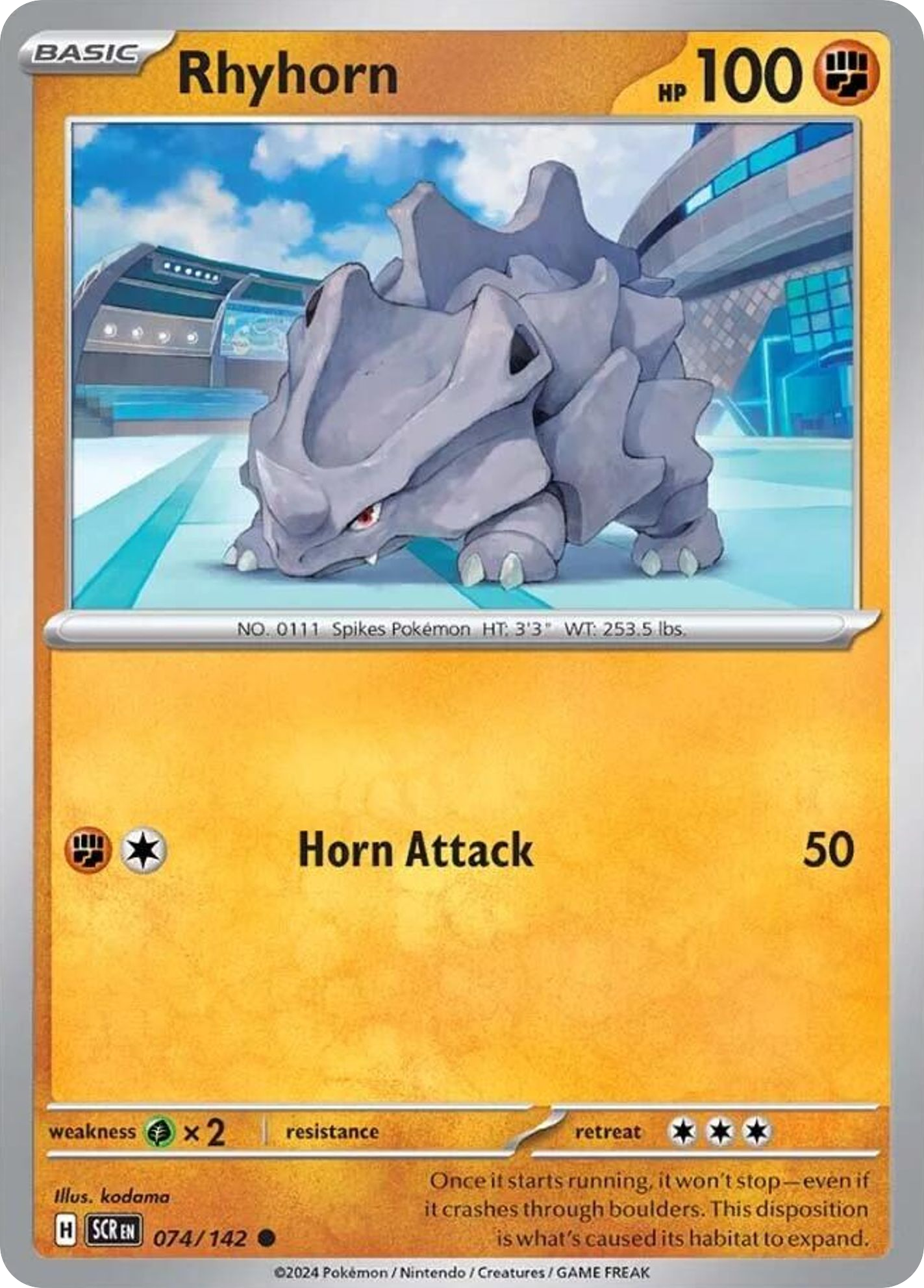 Losse Pokemonkaart 074/142 - Rhyhorn - Stellar Crown - [Common] - Reverse Holo