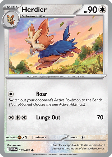 075/086 - Herdier - [Common] - Reverse Holo