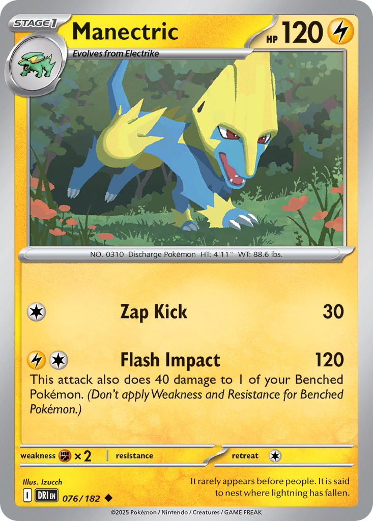 Losse Pokemonkaart 076/182 - Manectric - Destined Rivals - [Uncommon] - Reverse Holo