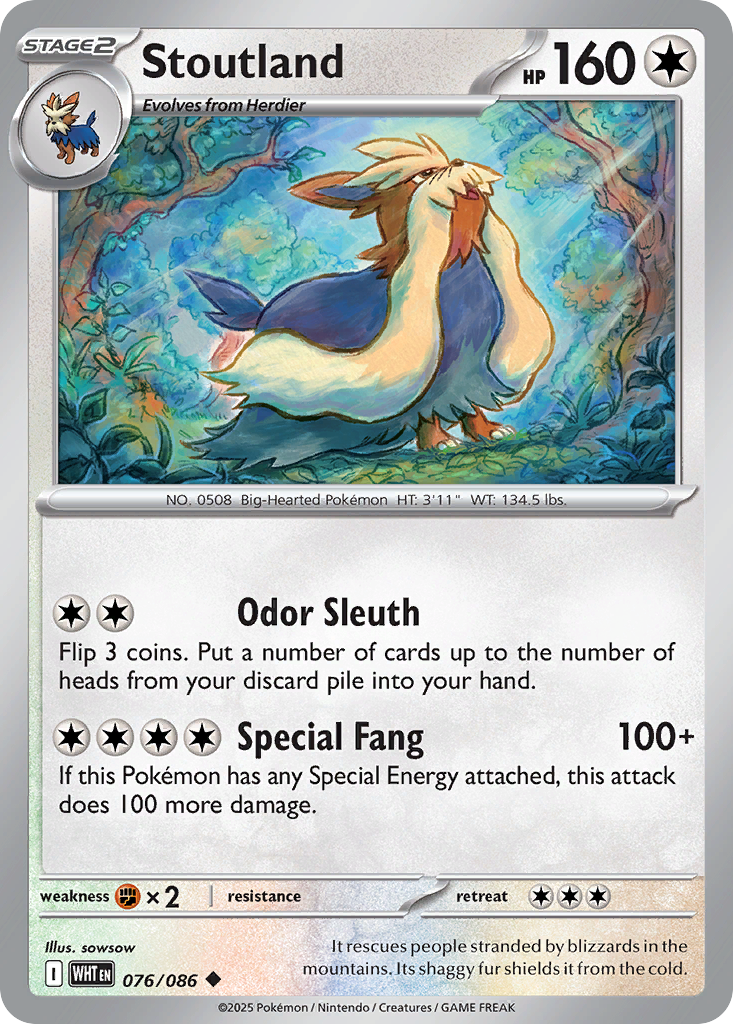 Losse Pokemonkaart 076/086 - Stoutland - White Flare - [Uncommon]