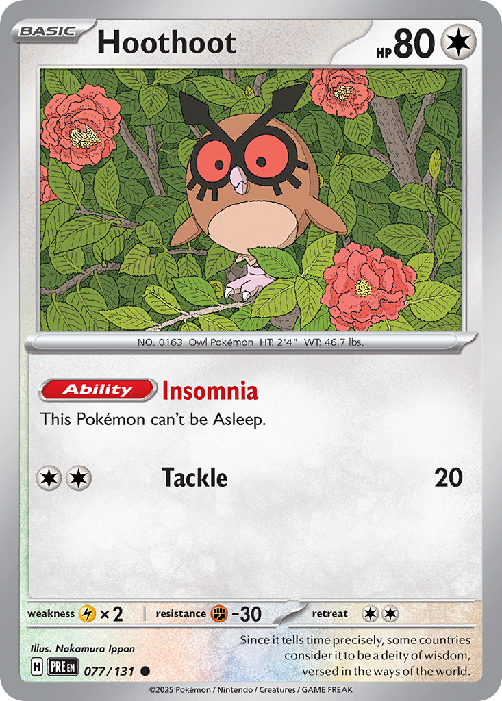 Losse Pokemonkaart 077/131 - Hoothoot - Prismatic Evolutions - [Common]