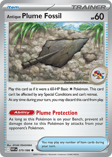 079/086 - Antique Plume Fossil - [Common] - Reverse Holo
