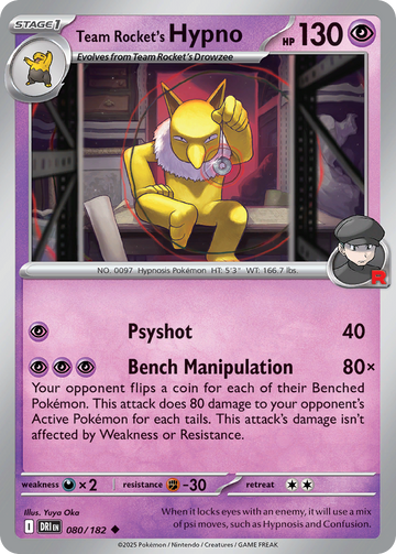 080/182 - Team Rocket's Hypno - [Uncommon] - Reverse Holo
