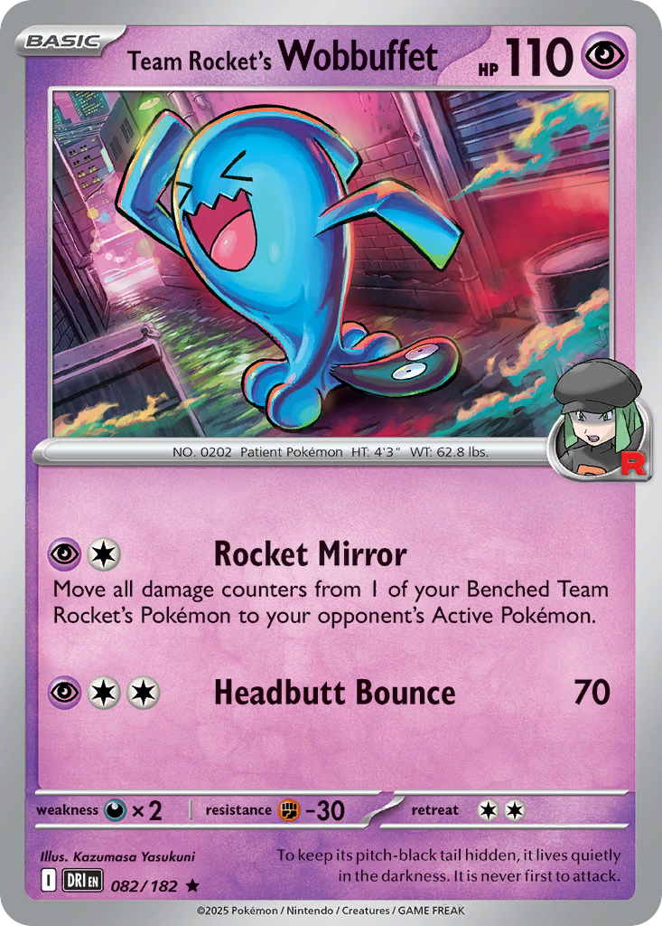 Losse Pokemonkaart 082/182 - Team Rocket's Wobbuffet - Destined Rivals - [Rare]