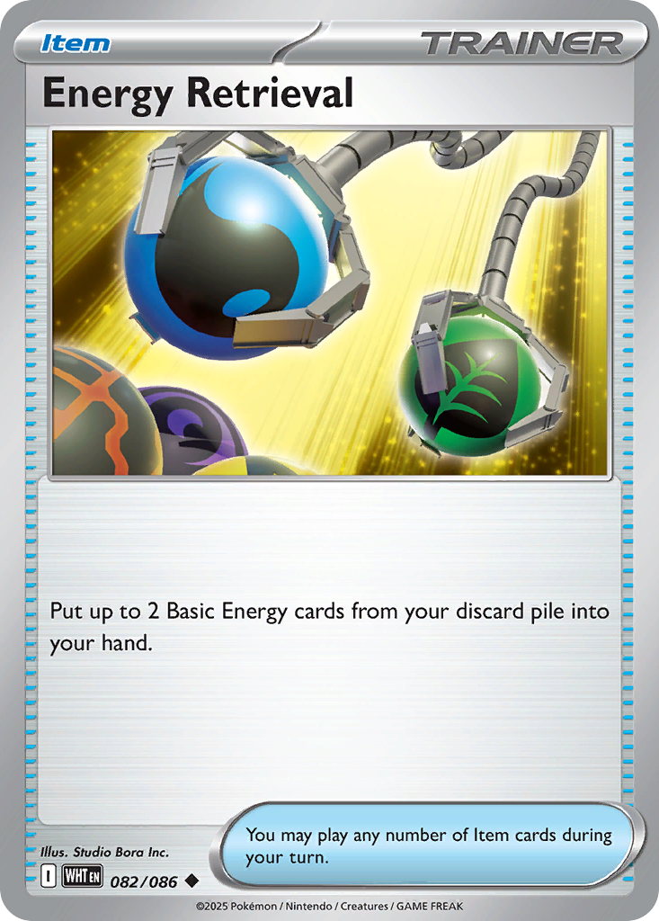Losse Pokemonkaart 082/086 - Energy Retrieval - White Flare - [Uncommon] - Poke Ball Reverse Holo