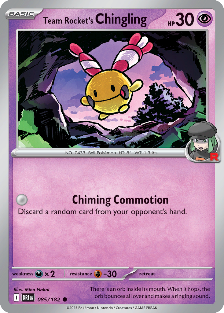 Losse Pokemonkaart 085/182 - Team Rocket's Chingling - Destined Rivals - [Common] - Reverse Holo