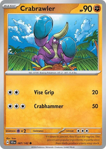 Losse Pokemonkaart 087/142 - Crabrawler - Stellar Crown - [Common] - Reverse Holo