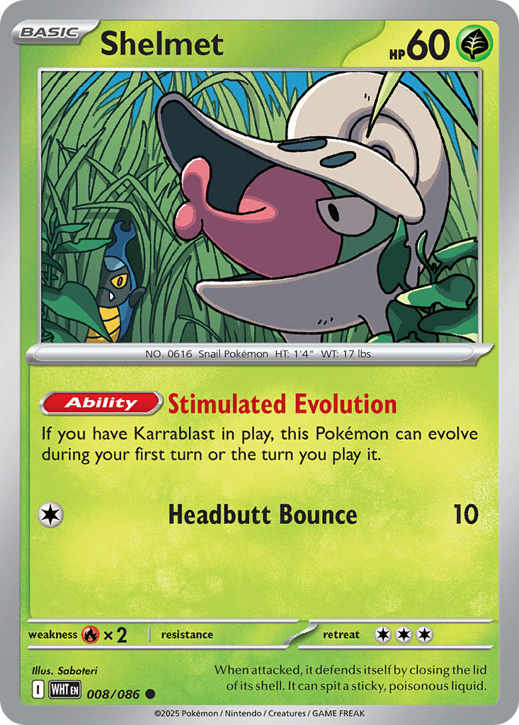 Losse Pokemonkaart 008/086 - Shelmet - White Flare - [Common] - Reverse Holo