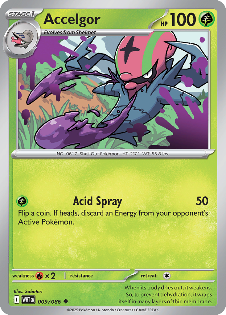 Losse Pokemonkaart 009/086 - Accelgor - White Flare - [Uncommon] - Reverse Holo
