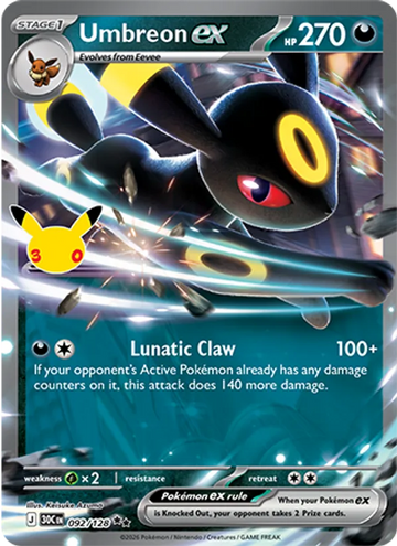 Losse Pokémonkaart 092/128 - Umbreon ex - 30th Celebration - [Double rare]