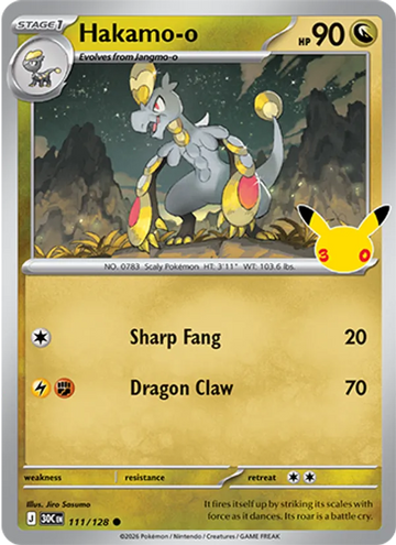 Losse Pokémonkaart 111/128 - Hakamo-o - 30th Celebration - [Common]