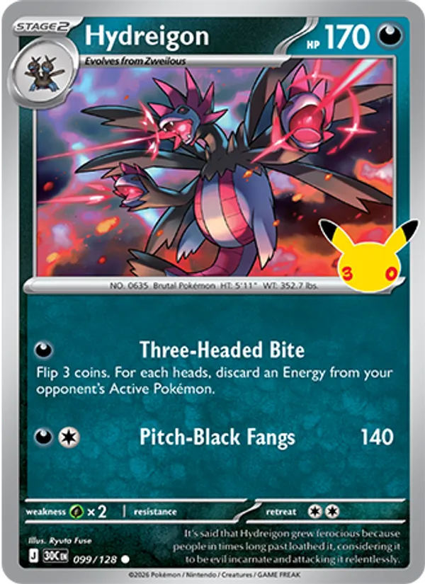 Losse Pokémonkaart 099/128 - Hydreigon - 30th Celebration - [Common]