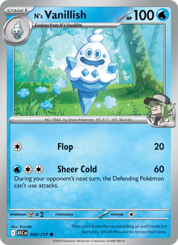 Losse Pokémonkaart 050/217 - N's Vanillish - Ascended Heroes - [Common]