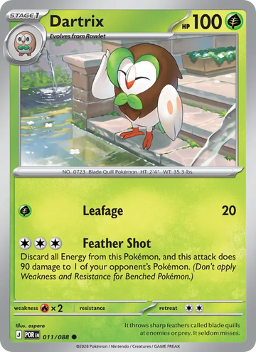 Losse Pokémonkaart 011/088 - Dartrix - Perfect Order - [Common]