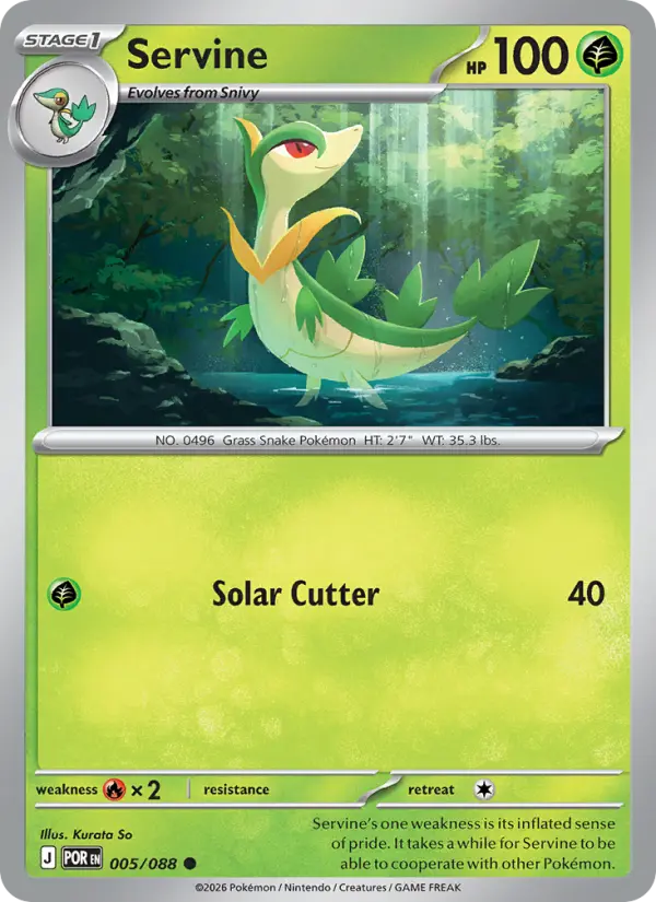 Losse Pokémonkaart 005/088 - Servine - Perfect Order - [Common]