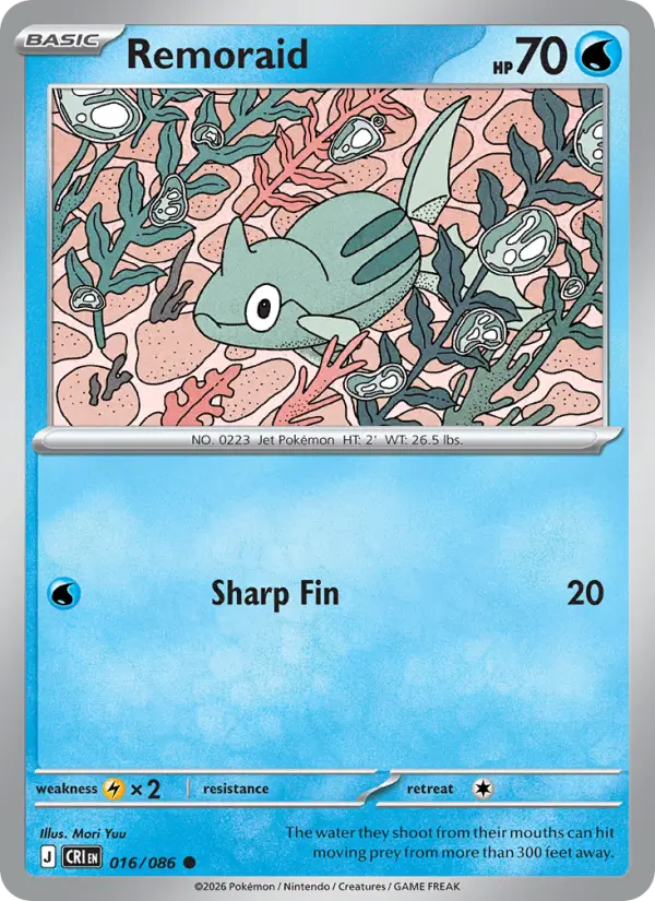 Losse Pokémonkaart 016/086 - Remoraid - Chaos Rising - [Common]