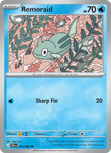 Losse Pokémonkaart 016/086 - Remoraid - Chaos Rising - [Common]