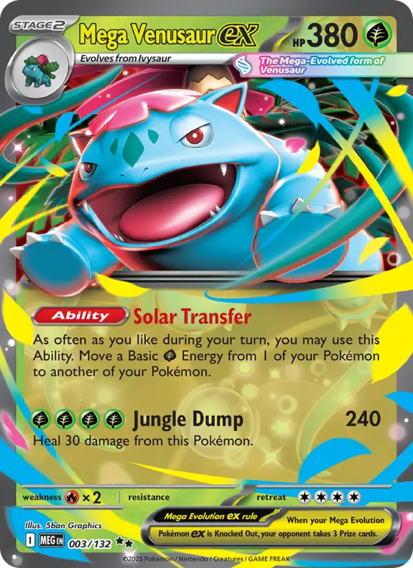 Losse Pokémonkaart 003/132 - Mega Venusaur ex - Mega Evolution - [Double rare]