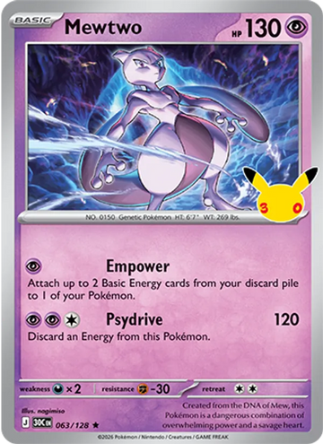Losse Pokémonkaart 063/128 - Mewtwo - 30th Celebration - [Rare]