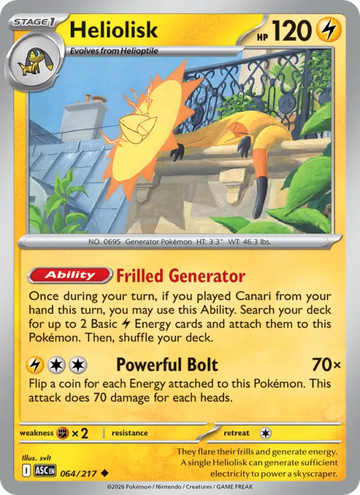 Losse Pokémonkaart 064/217 - Heliolisk - Ascended Heroes - [Uncommon] - Quickball Reverse Holo