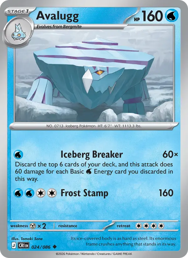 Losse Pokémonkaart 024/086 - Avalugg - Chaos Rising - [Uncommon]