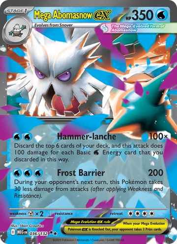 Losse Pokémonkaart 036/132 - Mega Abomasnow ex - Mega Evolution - [Double rare]