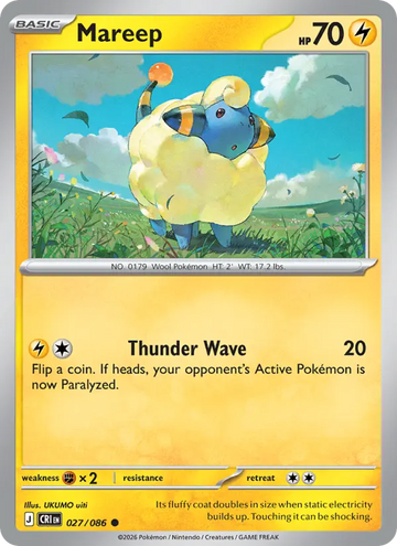 Losse Pokémonkaart 027/086 - Mareep - Chaos Rising - [Common]