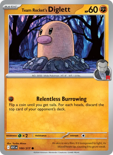Losse Pokémonkaart 100/217 - Team Rocket's Diglett - Ascended Heroes - [Common] - Team-rocket Reverse Holo