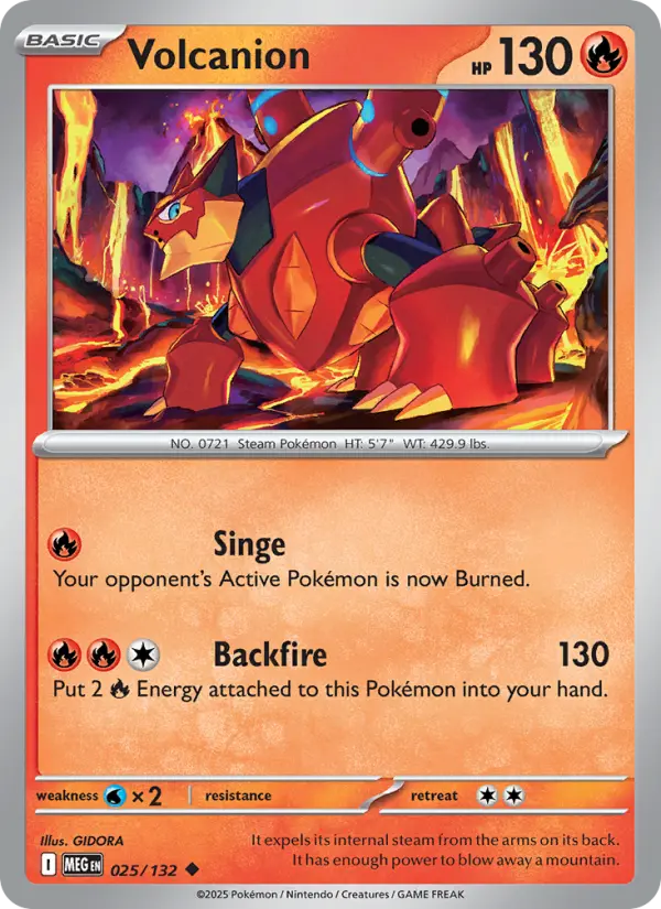 Losse Pokémonkaart 025/132 - Volcanion - Mega Evolution - [Uncommon]