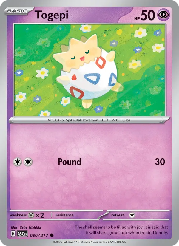 Losse Pokémonkaart 080/217 - Togepi - Ascended Heroes - [Common] - Loveball Reverse Holo
