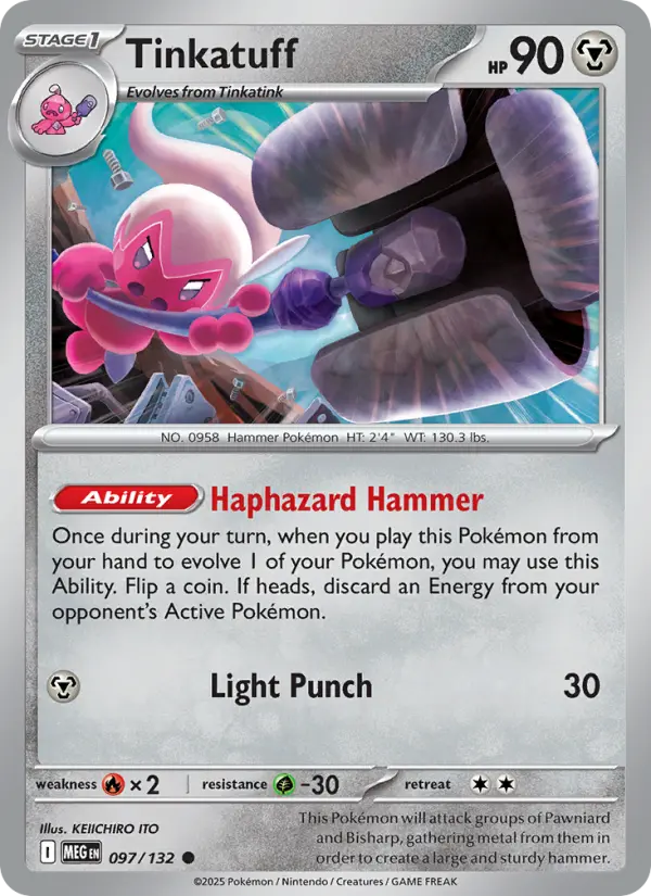 Losse Pokémonkaart 097/132 - Tinkatuff - Mega Evolution - [Common]
