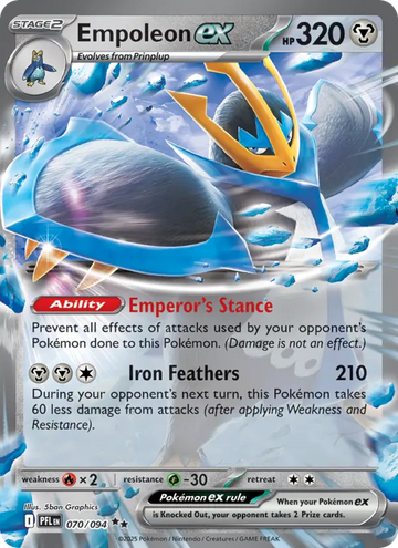 Losse Pokémonkaart 070/094 - Empoleon ex - Phantasmal Flames - [Double rare]