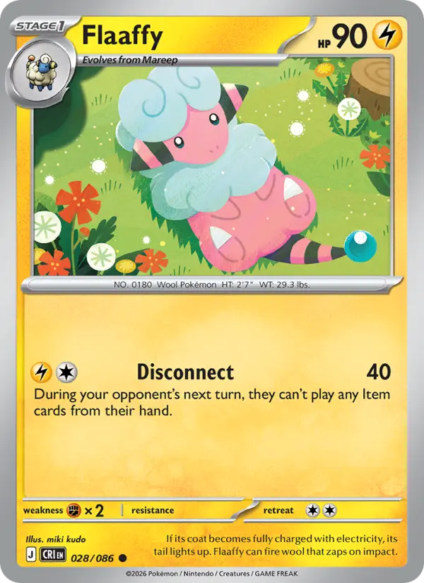 Losse Pokémonkaart 028/086 - Flaaffy - Chaos Rising - [Common] - Reverse Holo