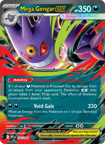 Losse Pokémonkaart 056/094 - Mega Gengar ex - Phantasmal Flames - [Double rare]
