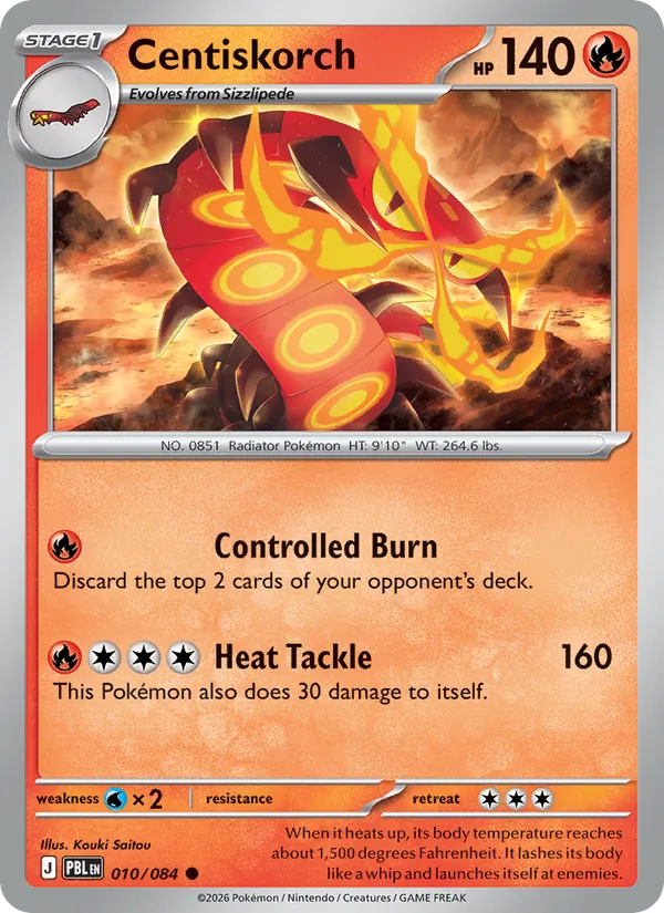 Losse Pokémonkaart 010/084 - Centiskorch - Pitch Black - [Common] - Reverse Holo