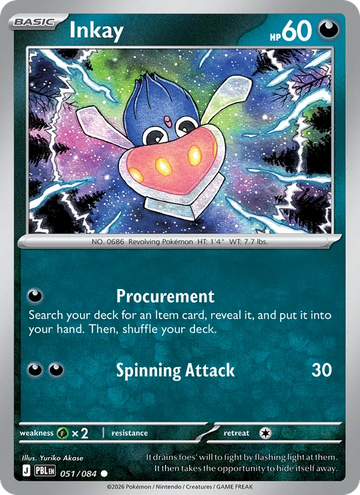 Losse Pokémonkaart 051/084 - Inkay - Pitch Black - [Common] - Reverse Holo