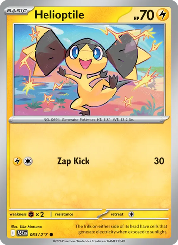 Losse Pokémonkaart 063/217 - Helioptile - Ascended Heroes - [Common] - Energy Reverse Holo
