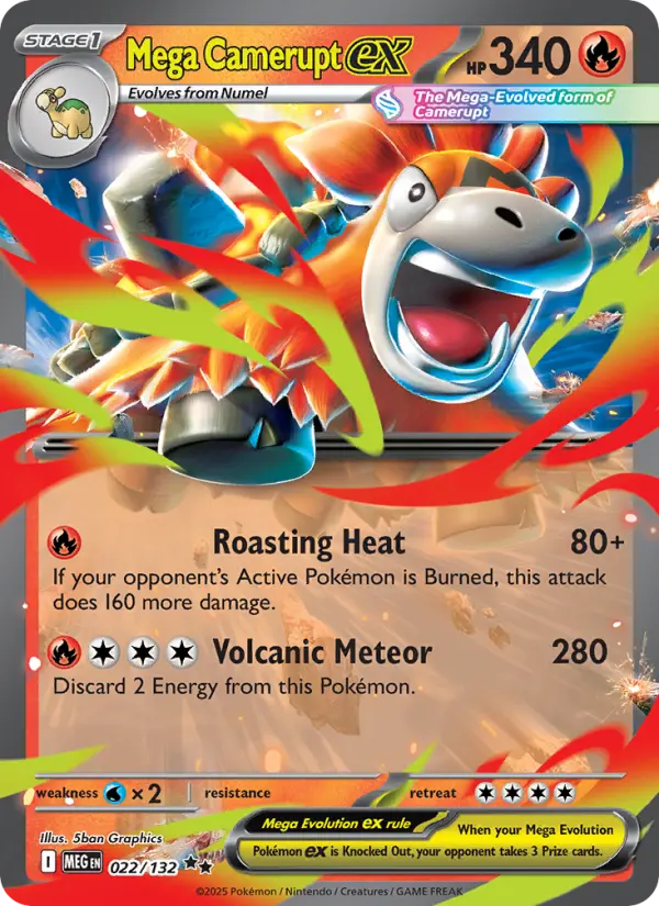 Losse Pokémonkaart 022/132 - Mega Camerupt ex - Mega Evolution - [Double rare]