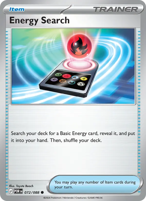 Losse Pokémonkaart 072/088 - Energy Search - Perfect Order - [Common]