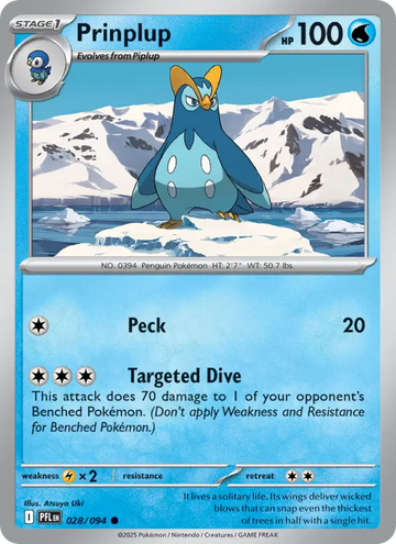 Losse Pokémonkaart 028/094 - Prinplup - Phantasmal Flames - [Common]