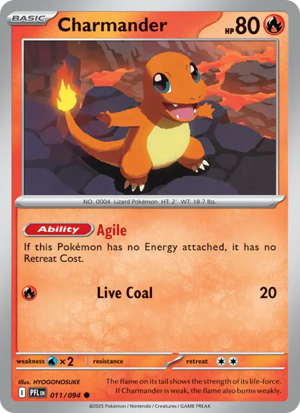 Losse Pokémonkaart 011/094 - Charmander - Phantasmal Flames - [Common]