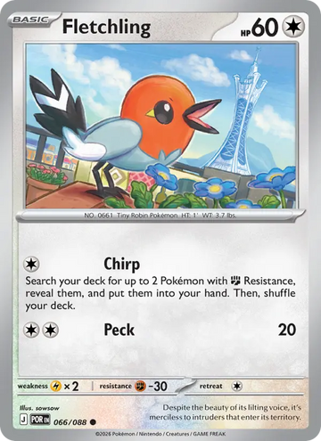 Losse Pokémonkaart 066/088 - Fletchling - Perfect Order - [Common]